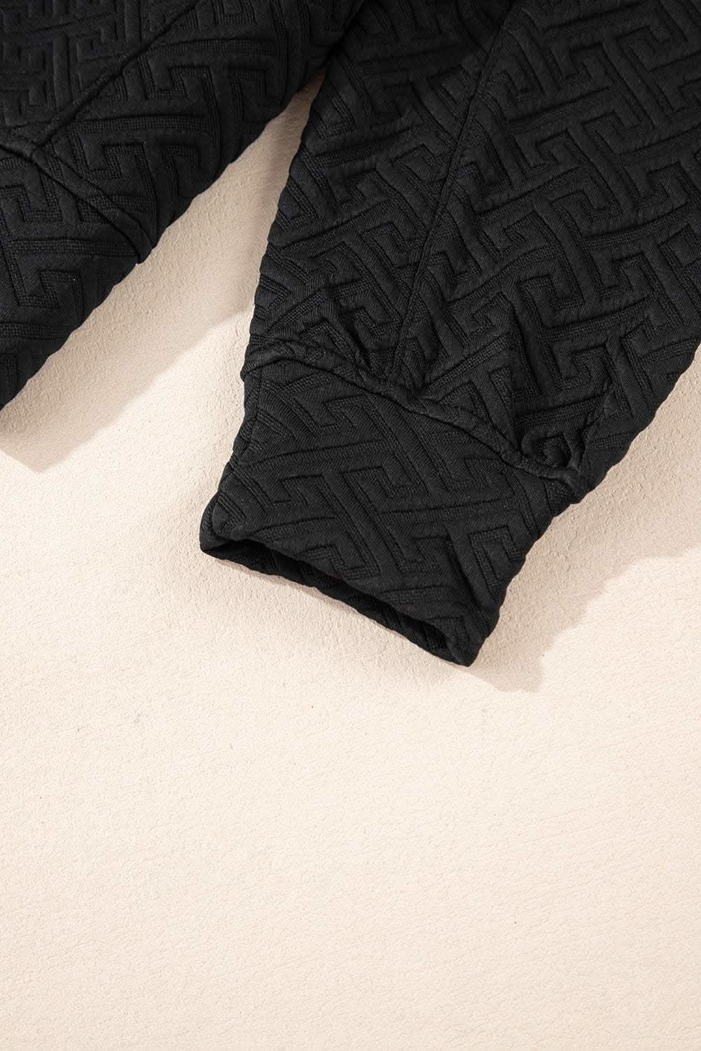 Textured black half-zip sweatshirt - Love Salve